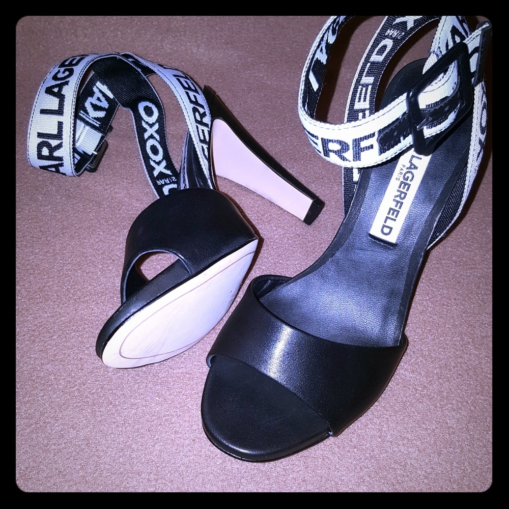 Karl Lagerfeld black and white heels